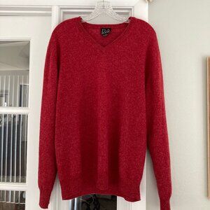 Jos. A. Bank V Neck 100% Cashmere Sweater Red Brick Large